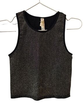 Anthropologie Lyrebird - Black with Gold Shimmer/ Shiny Athletic Tank